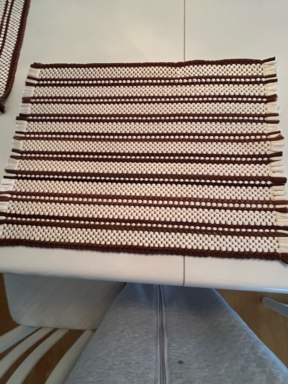 6 Handwoven Stripe Placemats - Brown & Cream